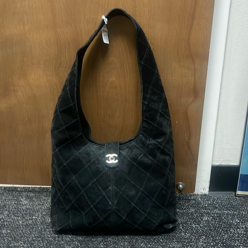 Chanel Suede Quilted Hobo Bag/Purse